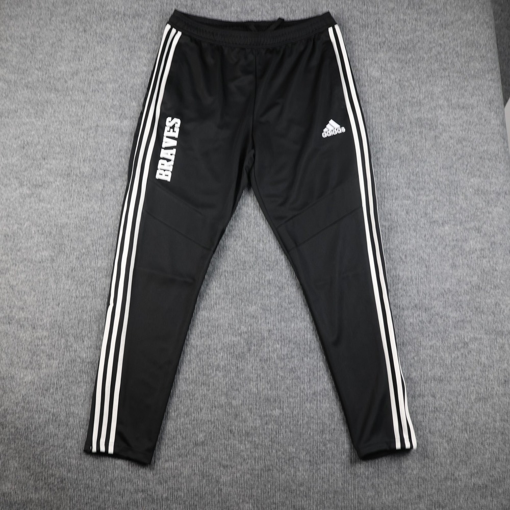 Adidas Pants Mens Large Black Climacool Training Track 3-Stripes Braves D95958